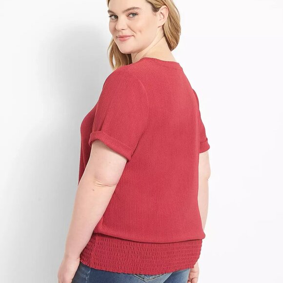 Lane Bryant Anemone Short-Sleeve Smocked-Hem Tee in Size 22/24 (3X) - Picture 9 of 9